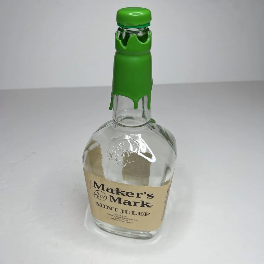 Empty Maker's Mark Mint Julep Green Wax Bottle Kentucky Derby Party Decorations